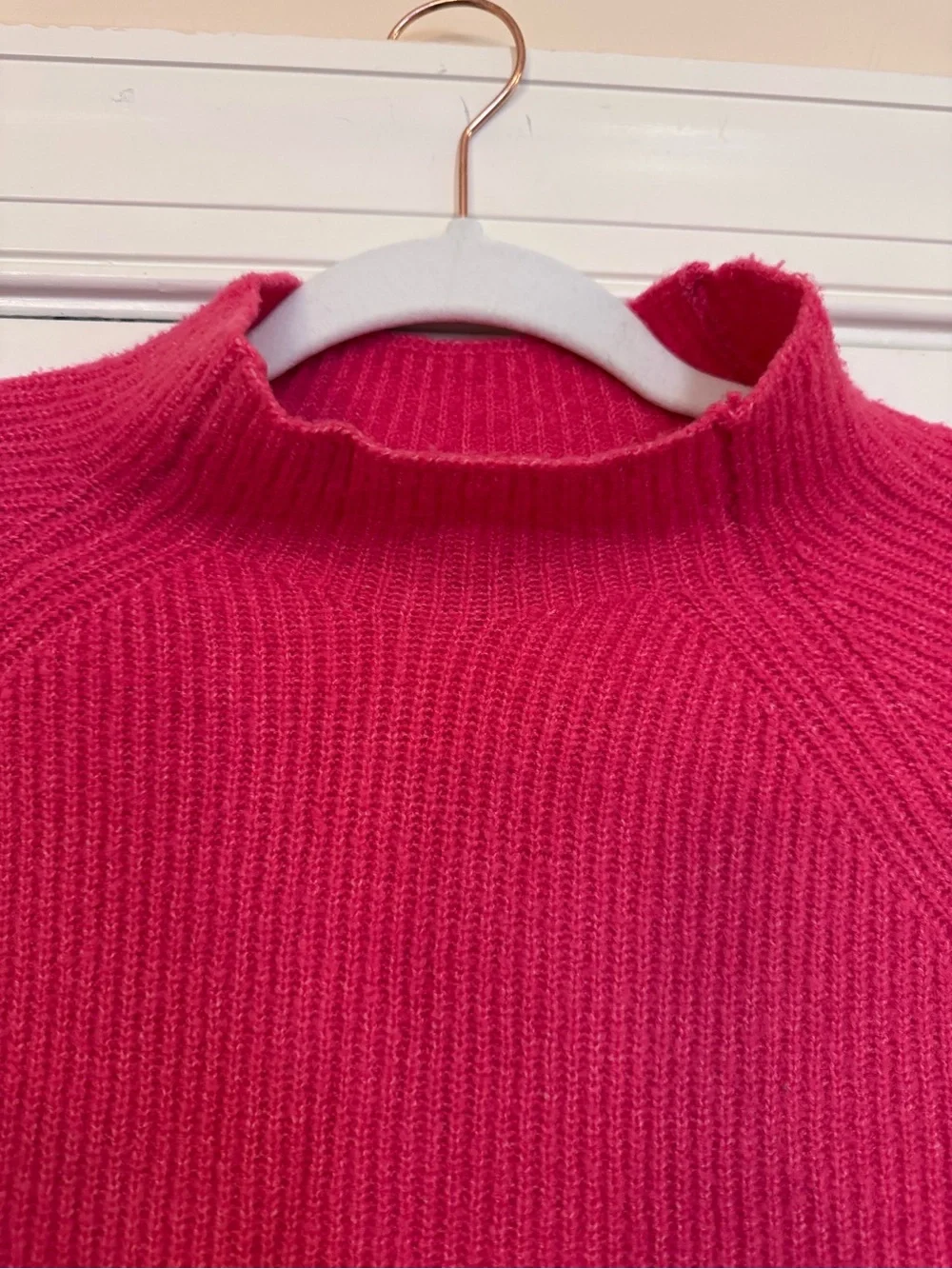 Halogen Hot Pink Ribbed Mock-Neck Sweater